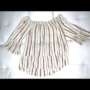 striped off the shoulder shirt